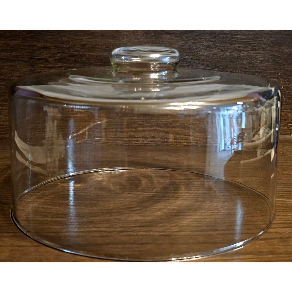Vintage Replacement Clear Glass Cake Dome Cloche for Cake Stand 9 3/8" O.D.